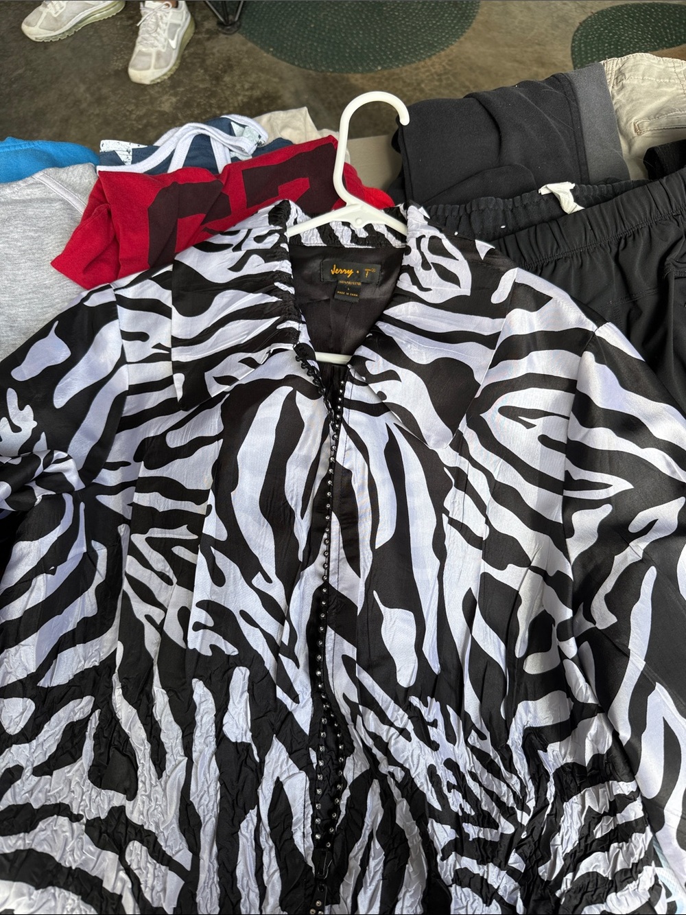 Zebra Print Button-Front Blouse - Black & White